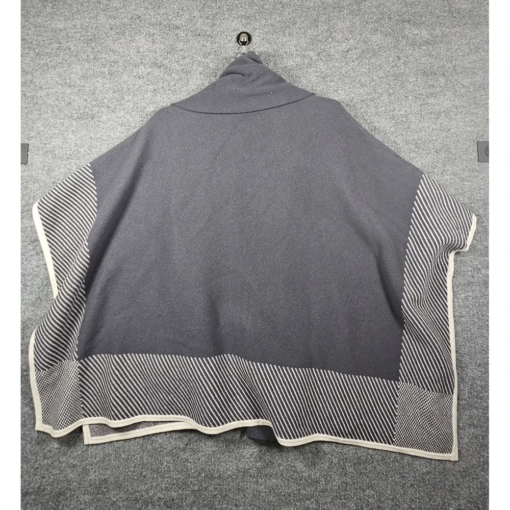 Duffy Wool Cashmere Gray Wrap Poncho Sweater Attached Scarf XS/small